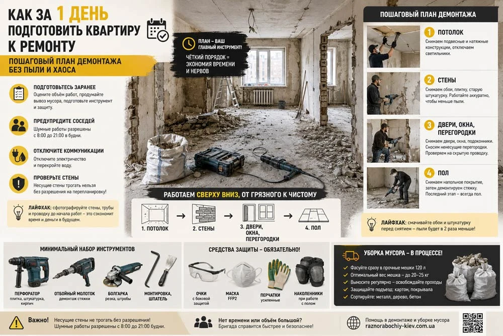 Пошаговый план демонтажа без пыли и хаоса