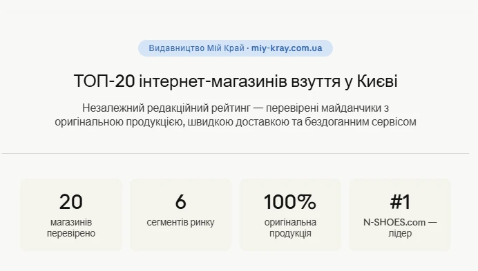 ТОП-20 інтернет-магазинів взуття у Києві