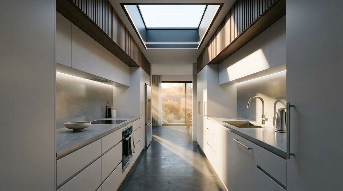 Natural light in a narrow home design