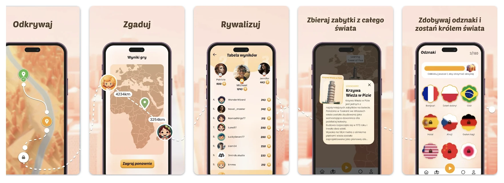 Zrzut ekranu Where Am I w&nbsp;App Store z trybami gry: kampanie, multiplayer, turnieje, rankingi i&nbsp;battle royale