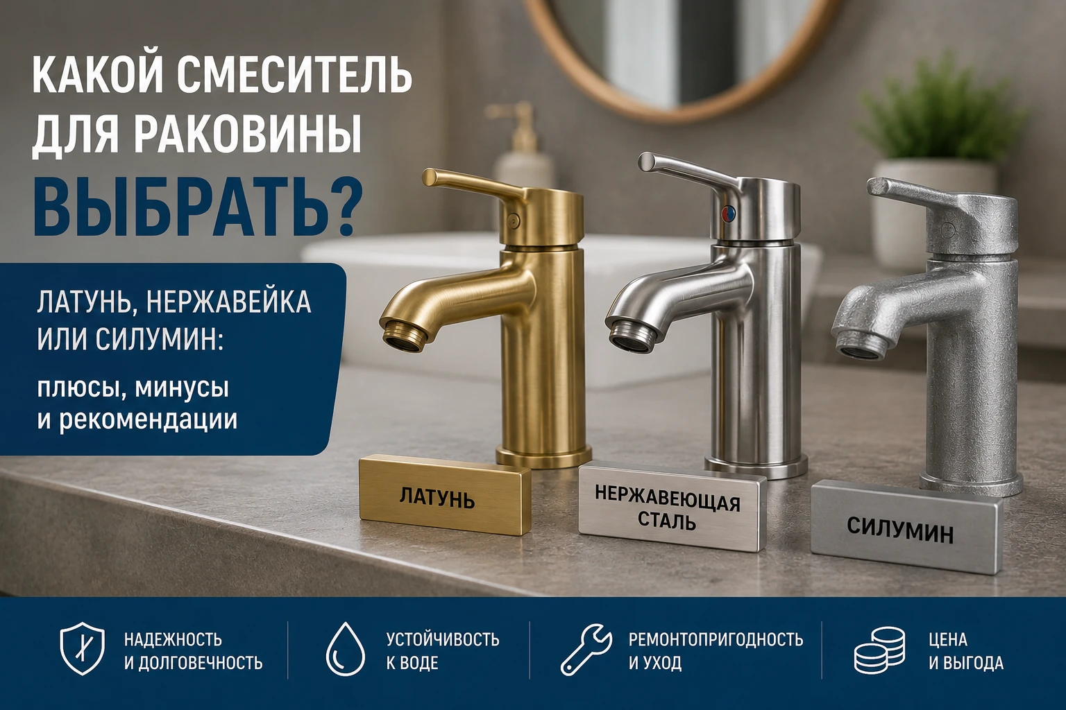 Латунь, нержавейка или силумин: какой смеситель для раковины выбрать