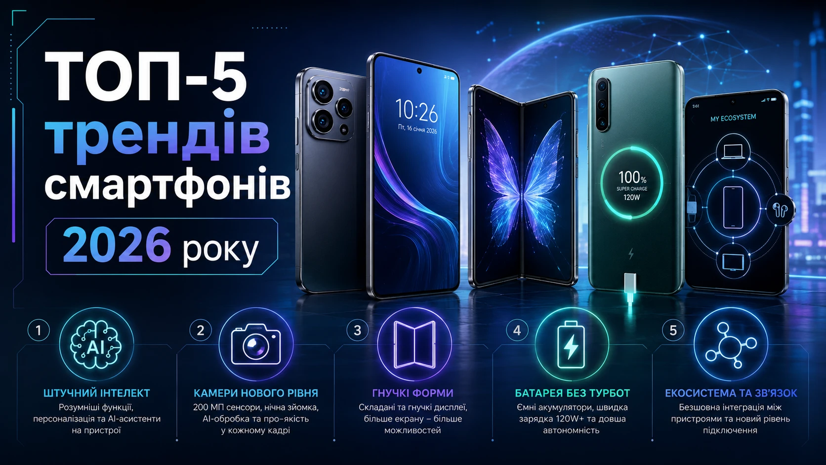 ТОП-5 трендів смартфонів 2026 року, які варто знати