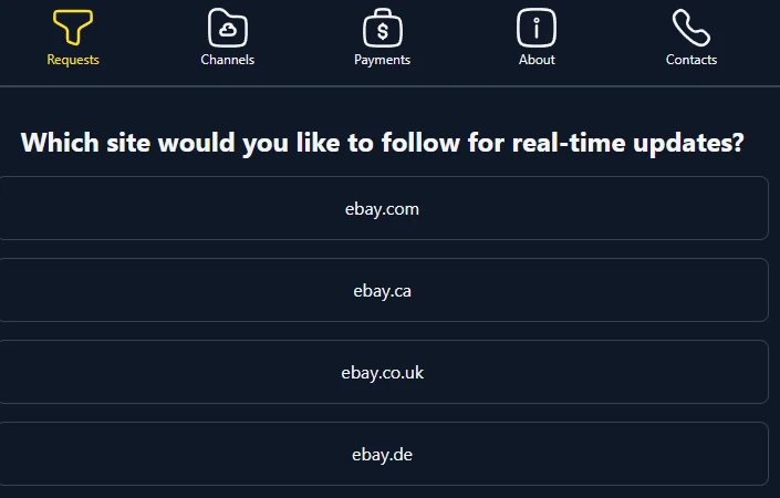 image of requests and channels for ebay listings