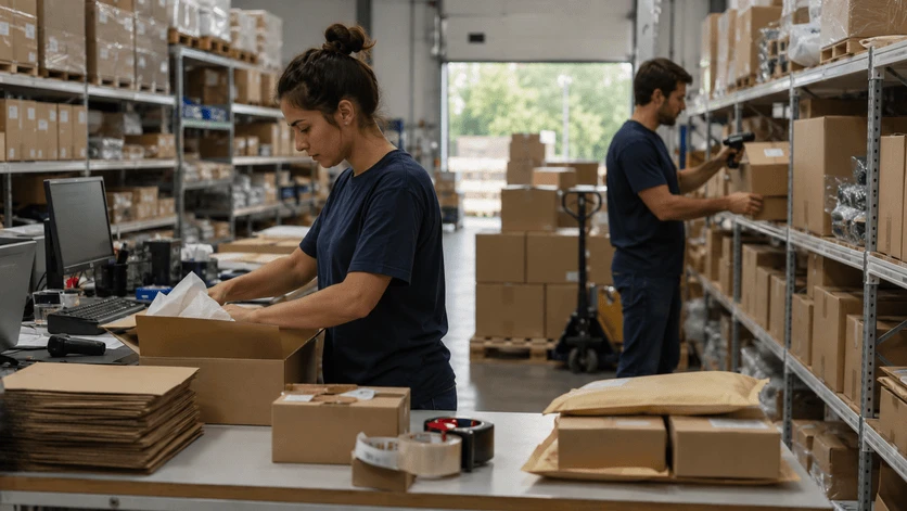 Centro logístico con preparación de pedidos y almacenamiento para ecommerce