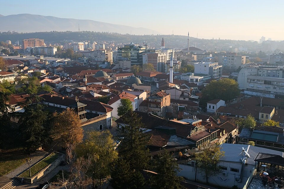 Traditional shops and cobbled streets in the Old Bazaar of Skopje