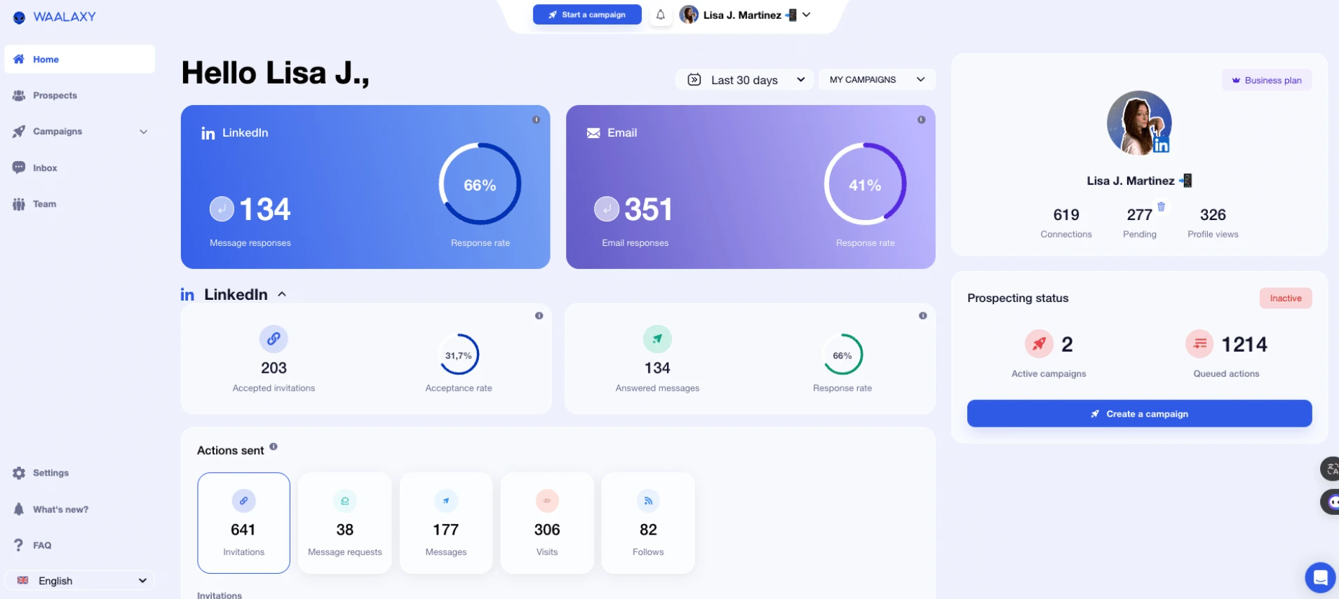 Waalaxy interface