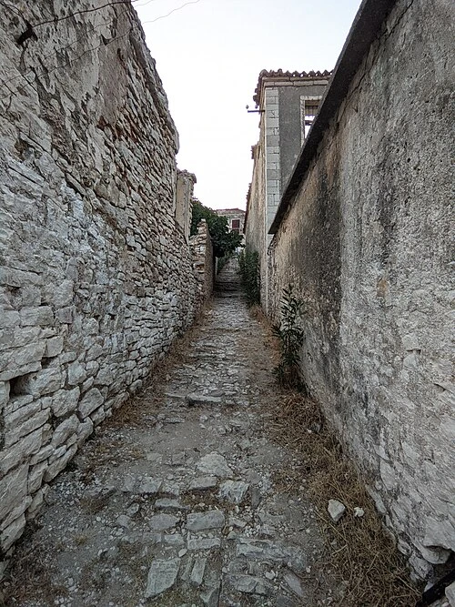 Traditional stone houses in the old hilltop village of Qeparo, Albania