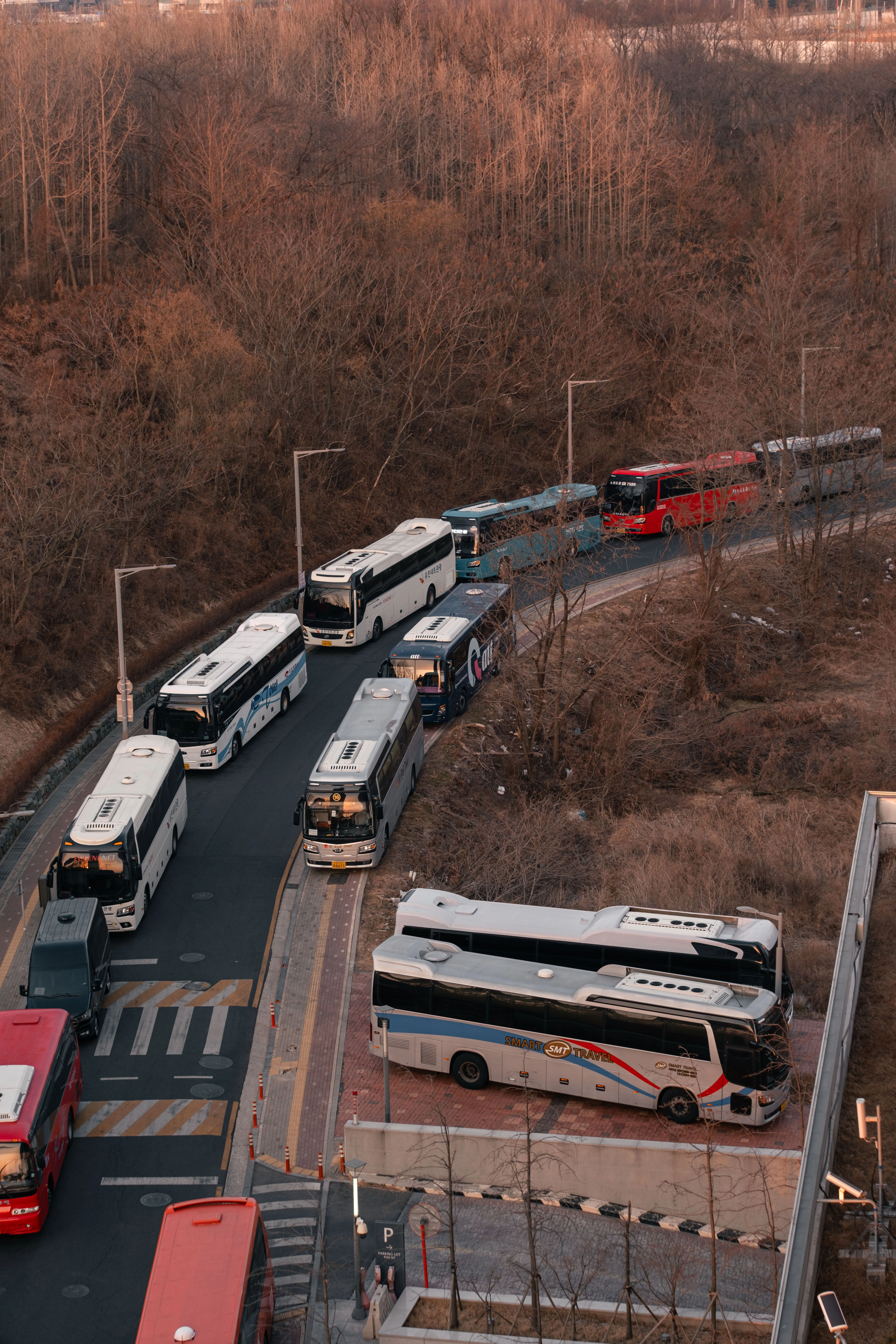 Bus fleet operating as part of a ground transportation network