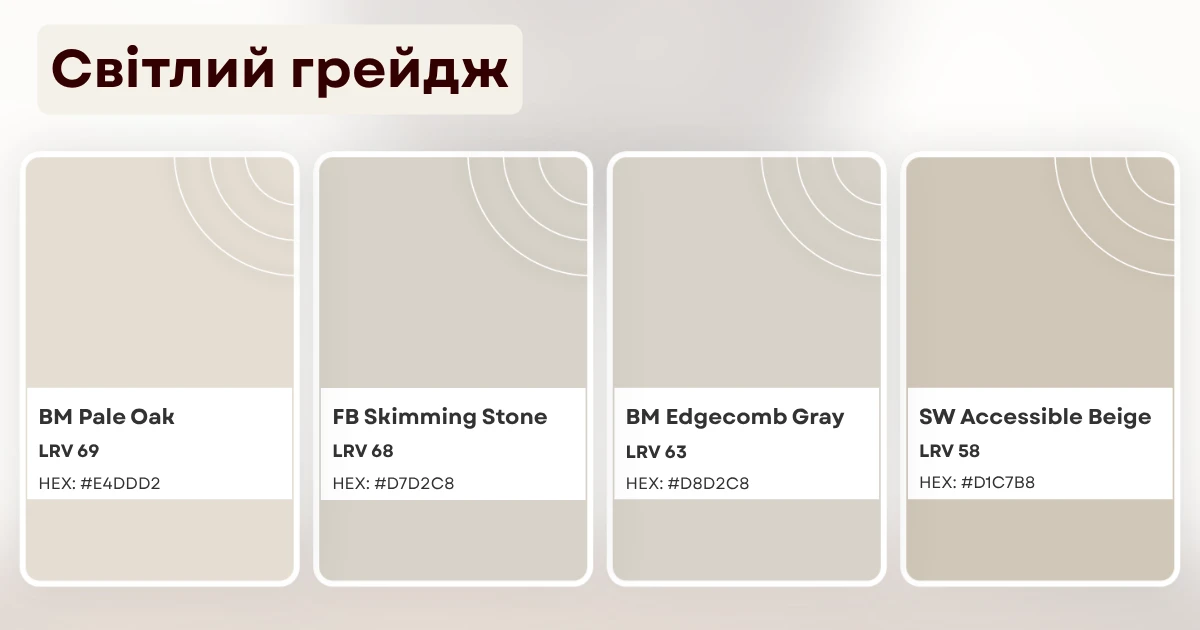 Four light greige color paint examples
