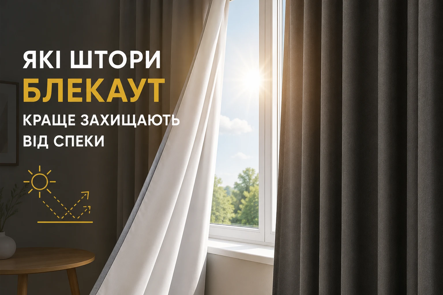 Які штори блекаут краще захищають від спеки на сонячній стороні
