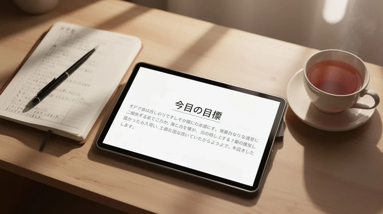 Japanese text on tablet