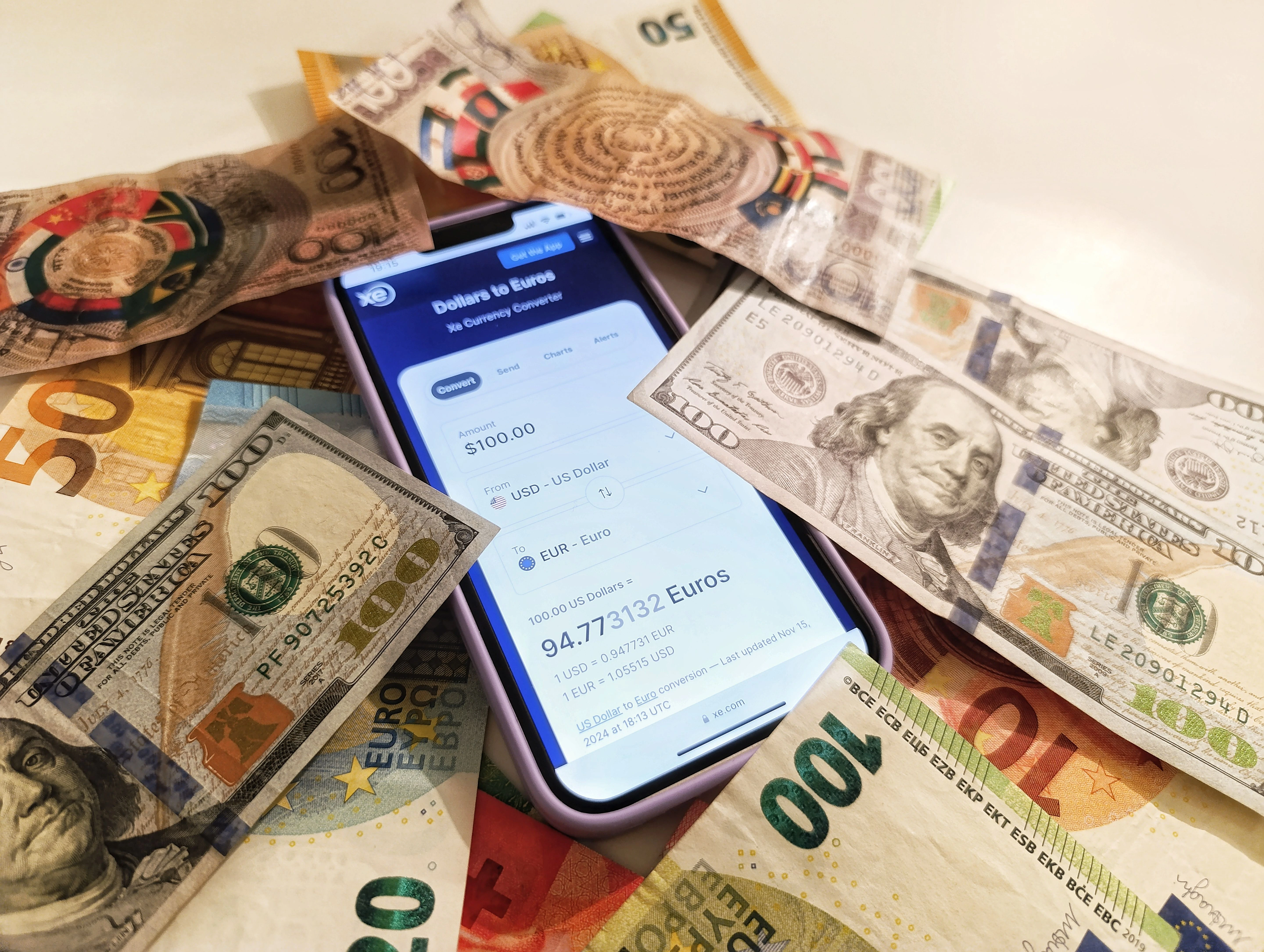 US dollar and euro banknotes representing forex liquidity