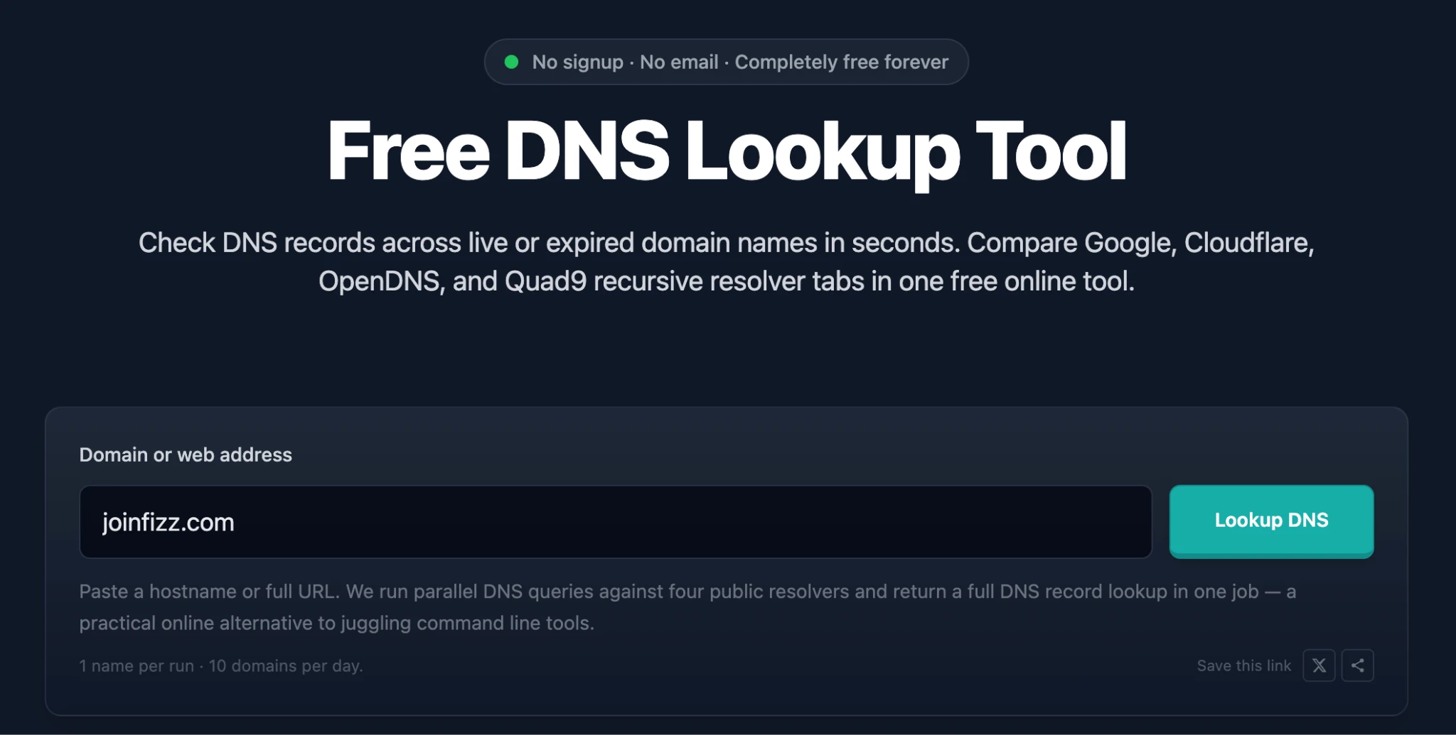 herramienta gratuita de consulta DNS de Karma.Domains