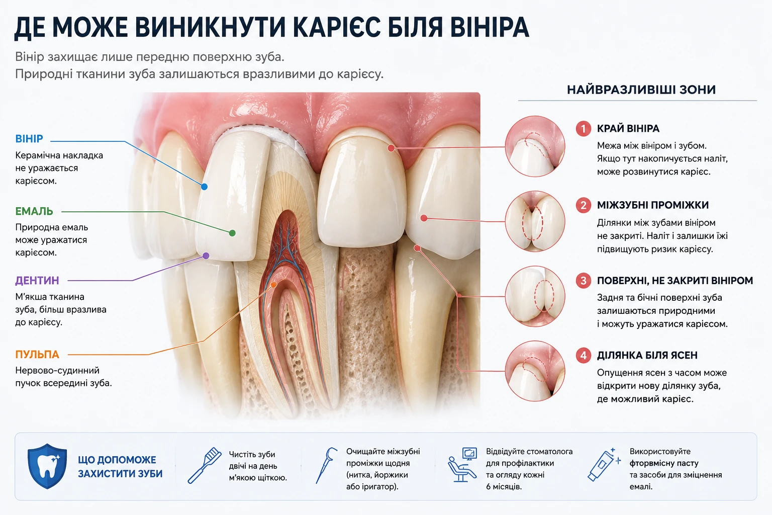 Чи може з'явитися карієс під вініром