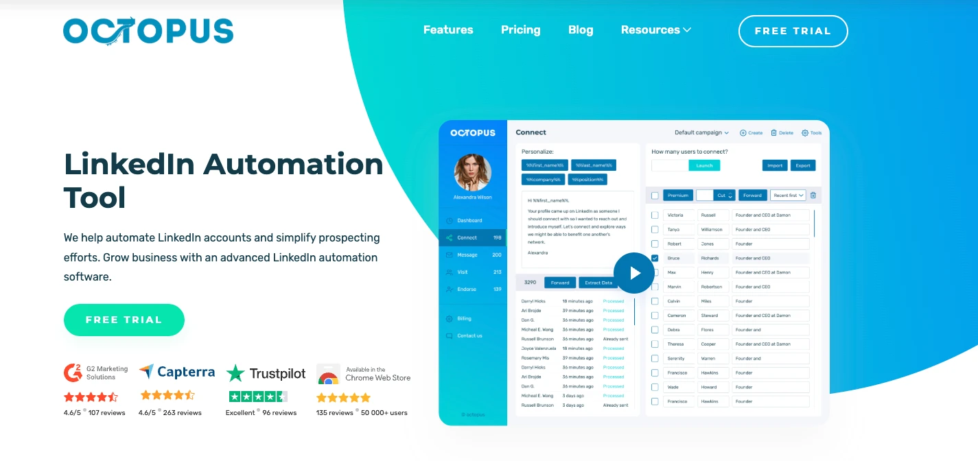 Octopus CRM LinkedIn automation tool