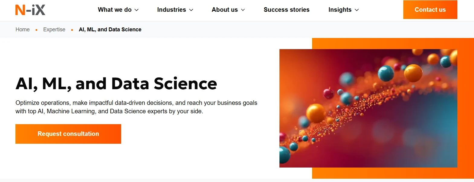 N-iX homepage, a software engineering company offering AI consulting and data platform engineering