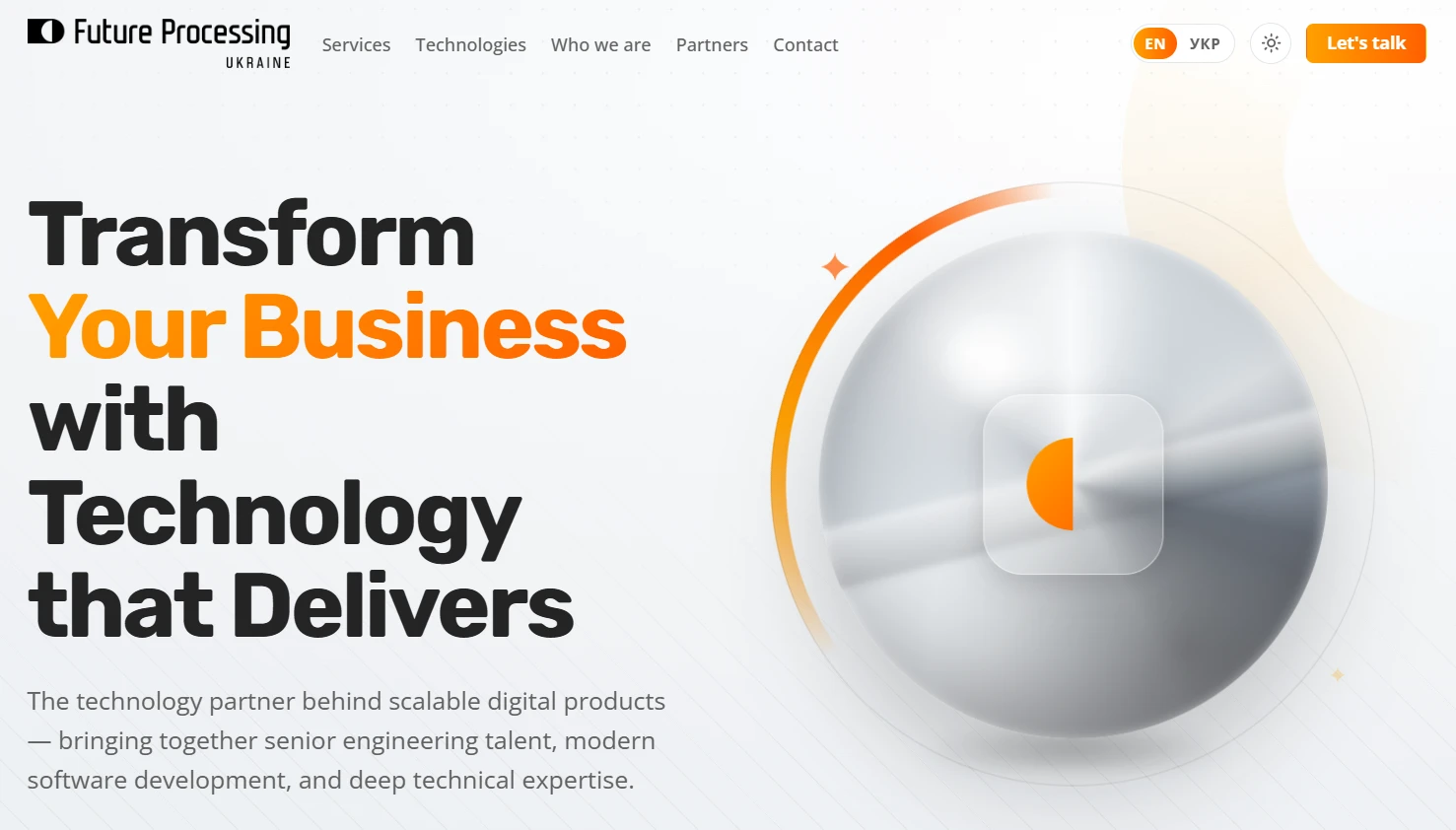 Future Processing homepage, a Polish software company providing AI advisory, automation and data science services