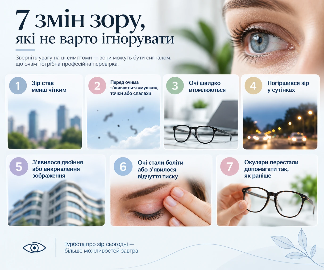Інфографіка про 7 змін зору, які не варто ігнорувати