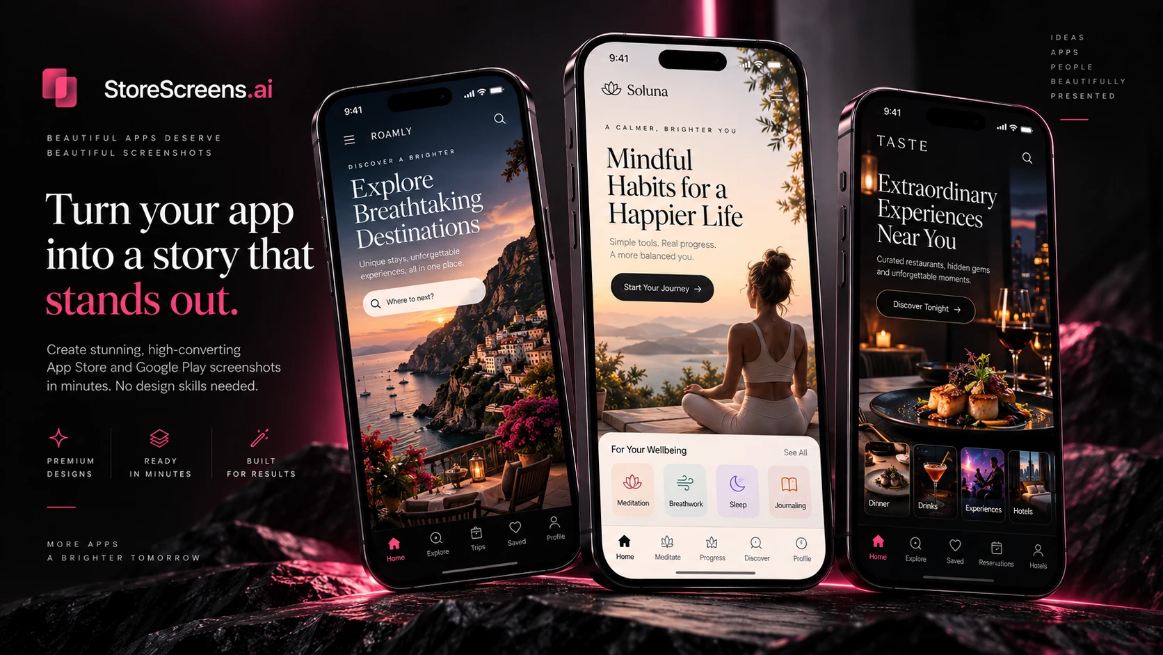Premium App Store and Google Play screenshot design by StoreScreens.ai