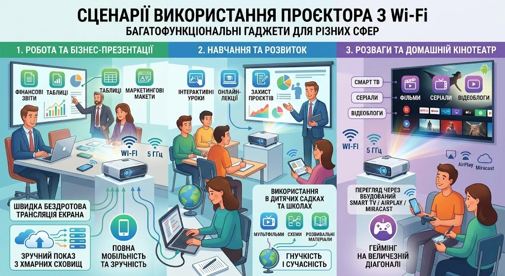 Сценарії використання проєктора з Wi-Fi