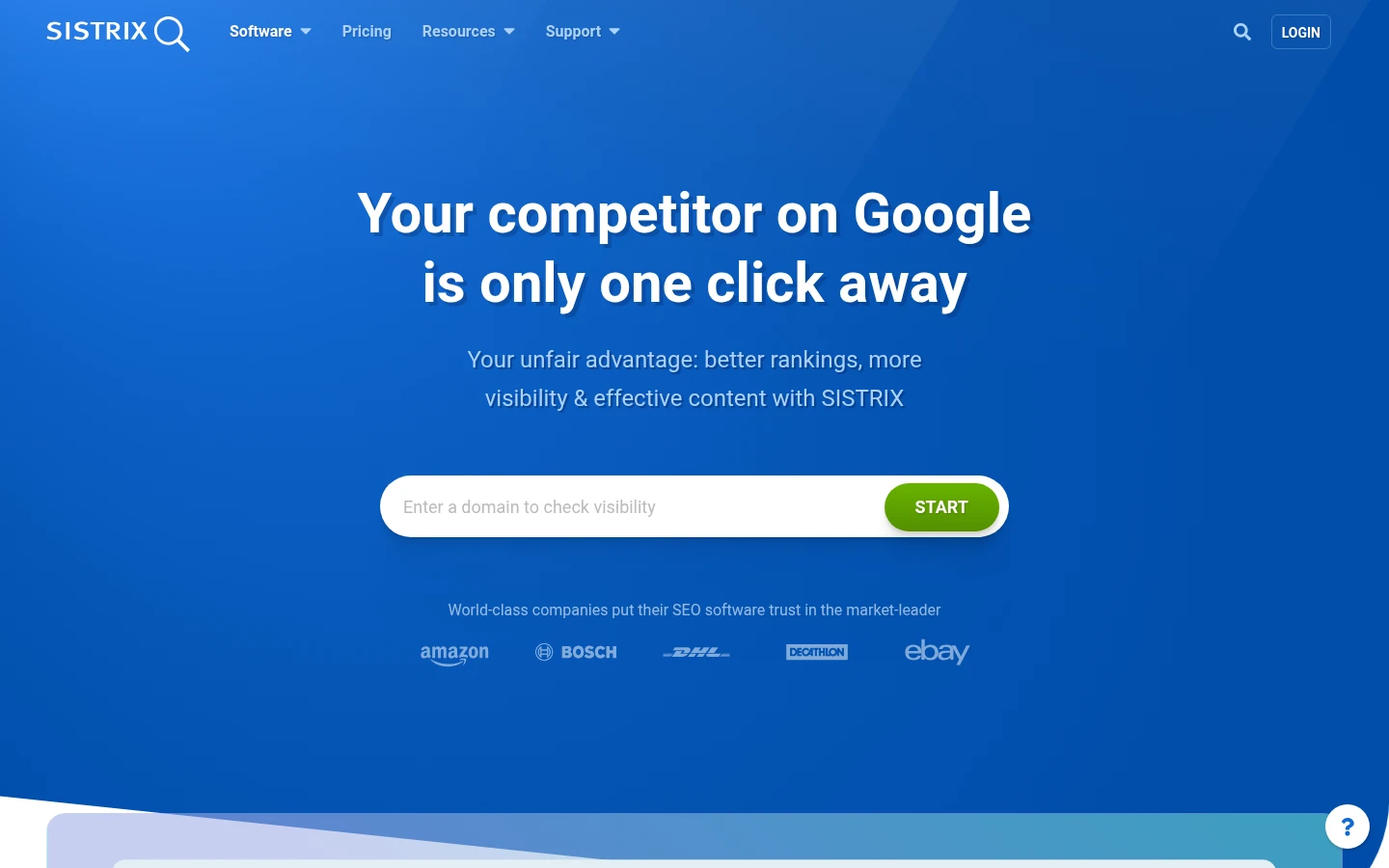 SISTRIX homepage, SEO suite with AI visibility and prompt monitoring