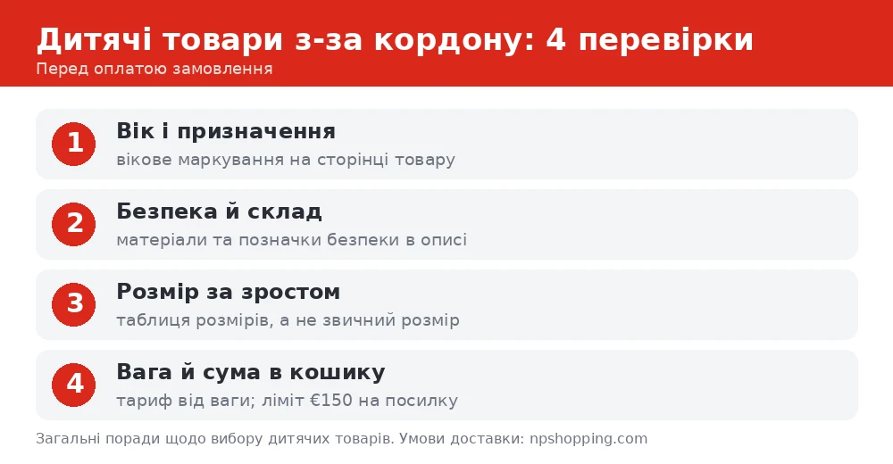 Дитячі товари з-за кордону: чотири перевірки перед оплатою