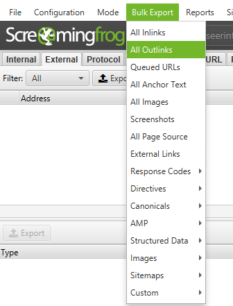 Как проверить исходящие ссылки в Screaming Frog