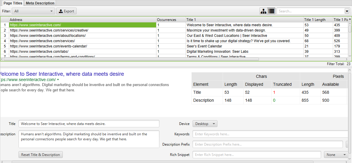 Редактирование метаданных в Screaming Frog