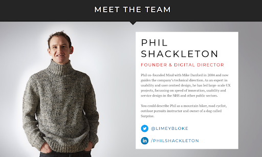 оформление страницы о нас. пример