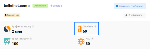 Где посмотреть показатель DR в карточке площадки на Коллабораторе