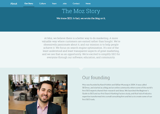 лучшие страницы о нас. пример моз