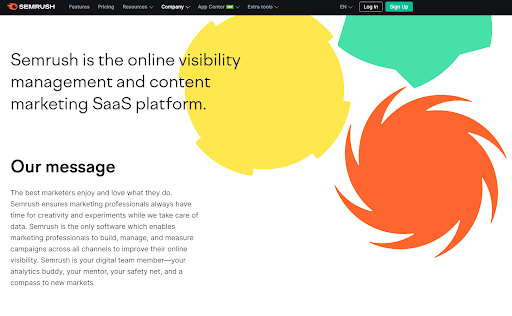 Что написать на странице о нас. пример Семраш