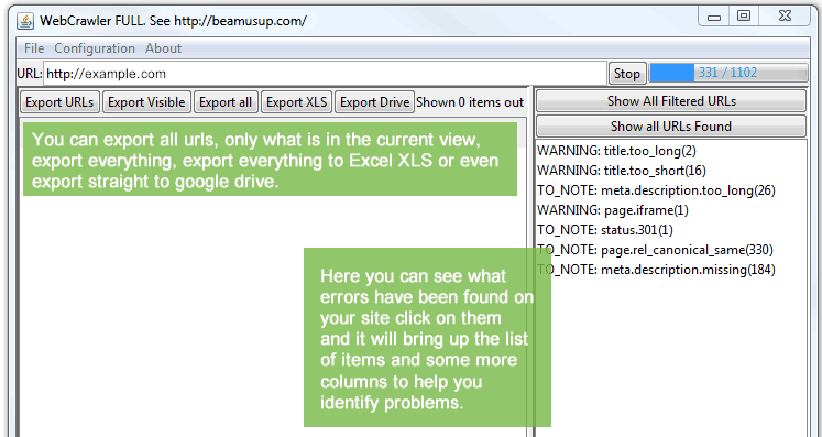 Сканирование веб-сайта с Beam Us Up