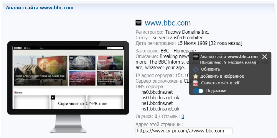 PR-CY — сервис для аудита сайта