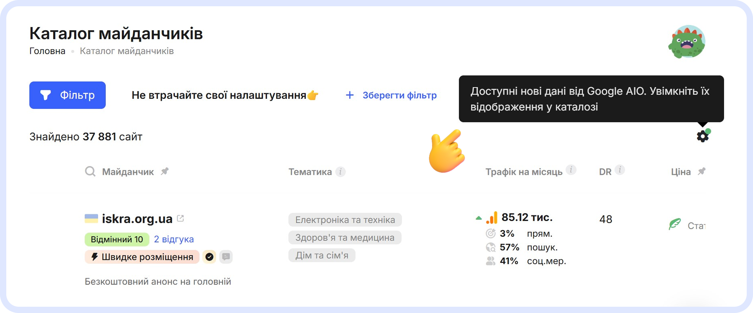 Нова метрика у каталозі Collaborator: Google AI Overview