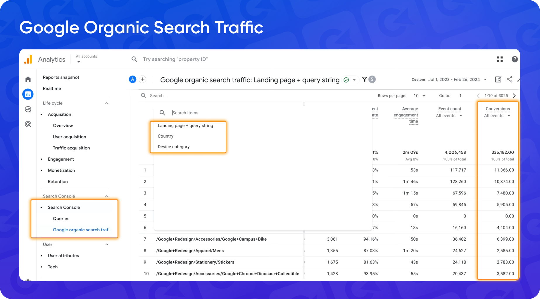 Як зв’язати GA та Google Search Console: скриншот інтерфейсу з налаштуваннями