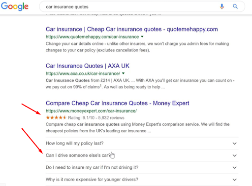 Блок FAQ в расширенном сниппете Google