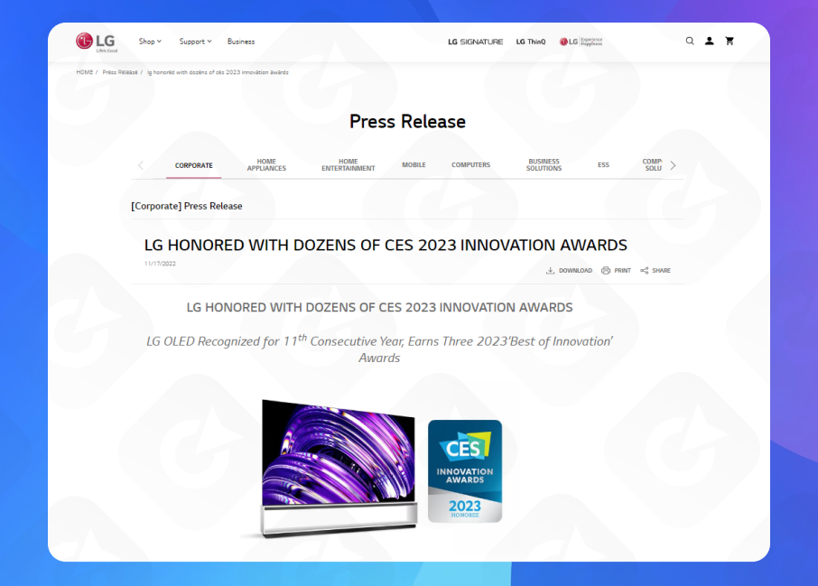 Пример пресс-релиза о получении наград