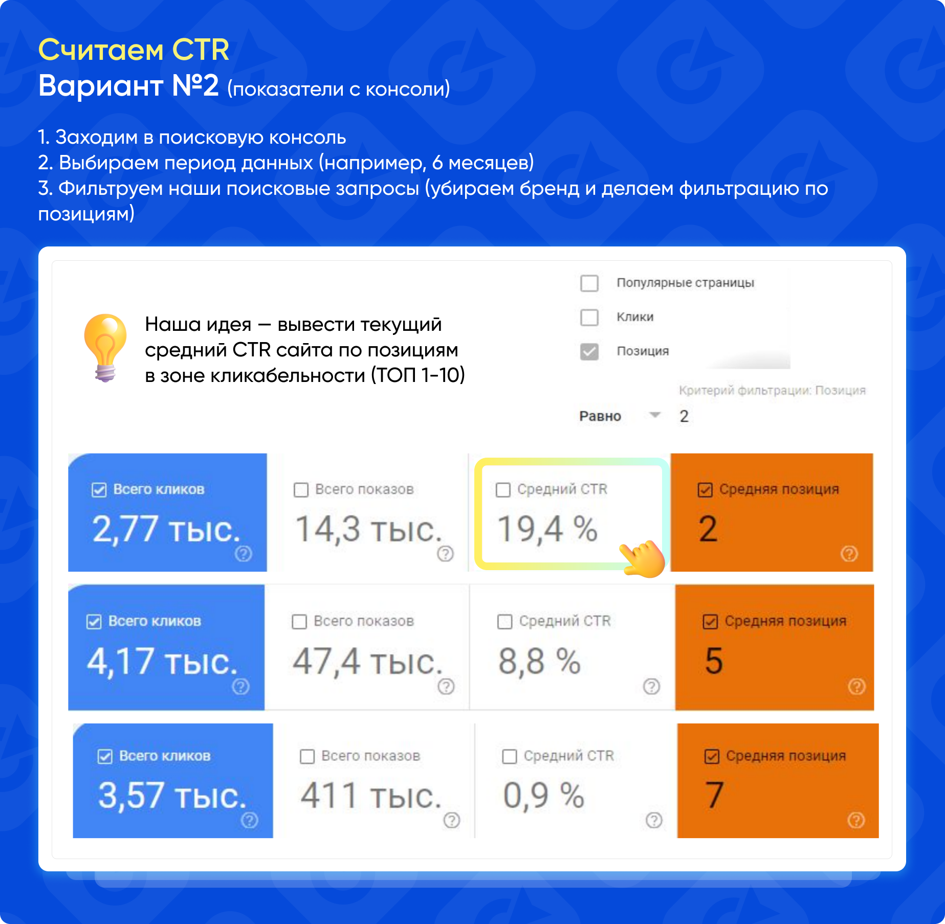 Как посчитать CTR с помощью GSC