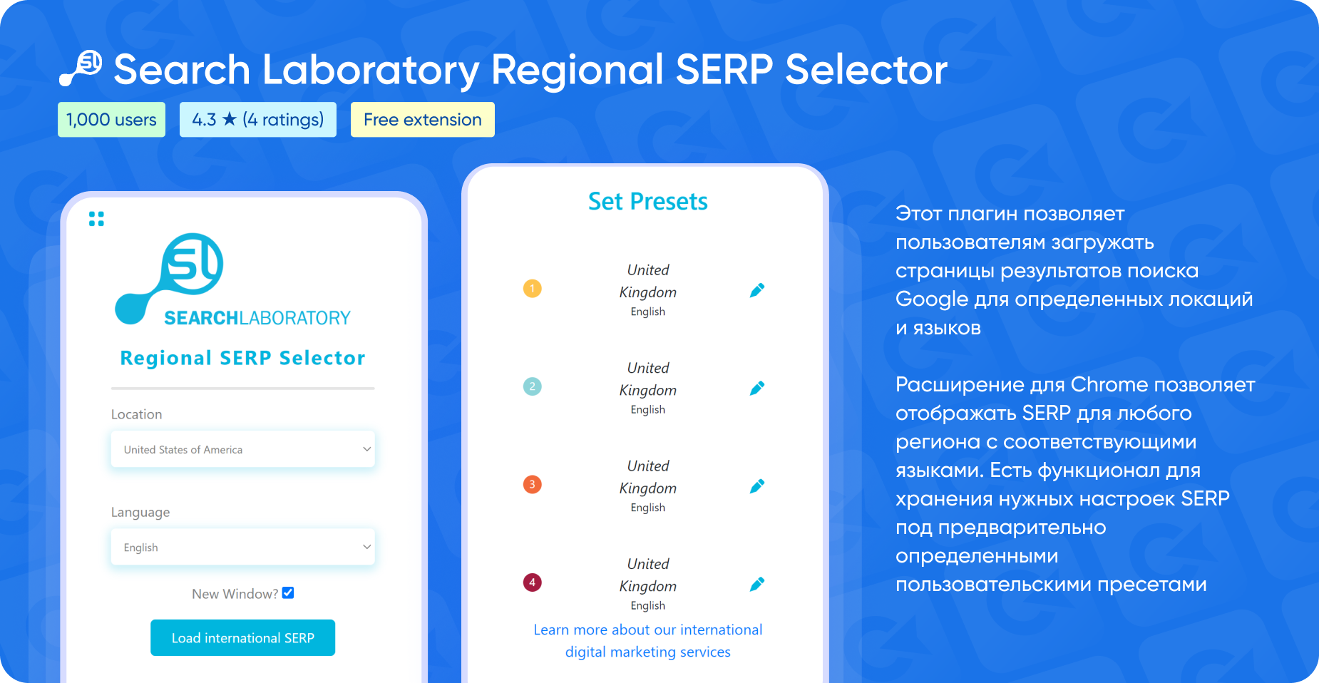 Расширение для Chrome Search Laboratory Regional SERP Selector