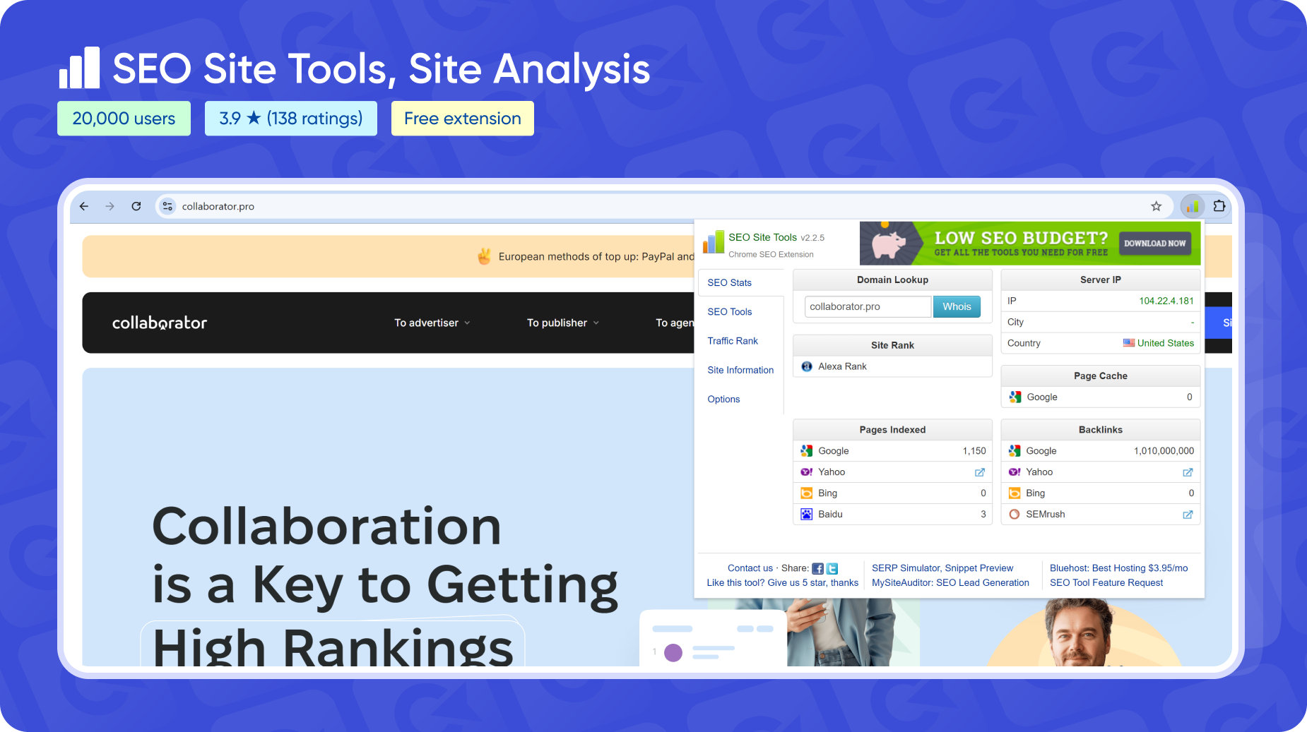 Расширение для Гугл Хром SEO Site Tools, Site Analysis