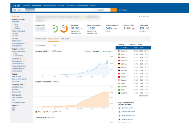 Скріншот, що ілюструє зростання DR після впровадження SEO-стратегій