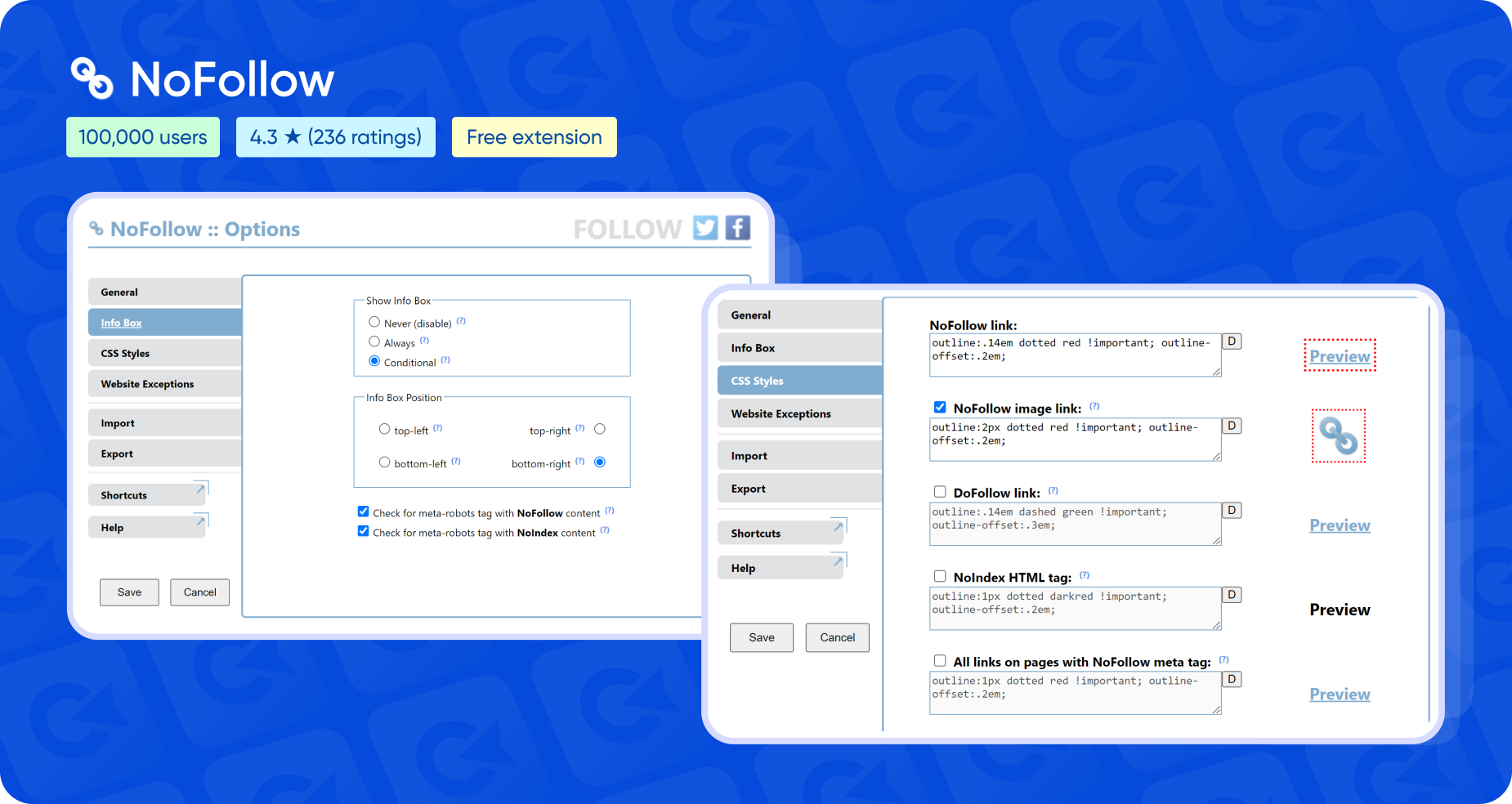 Розширення Nofollow для виявлення Nofollow посилань