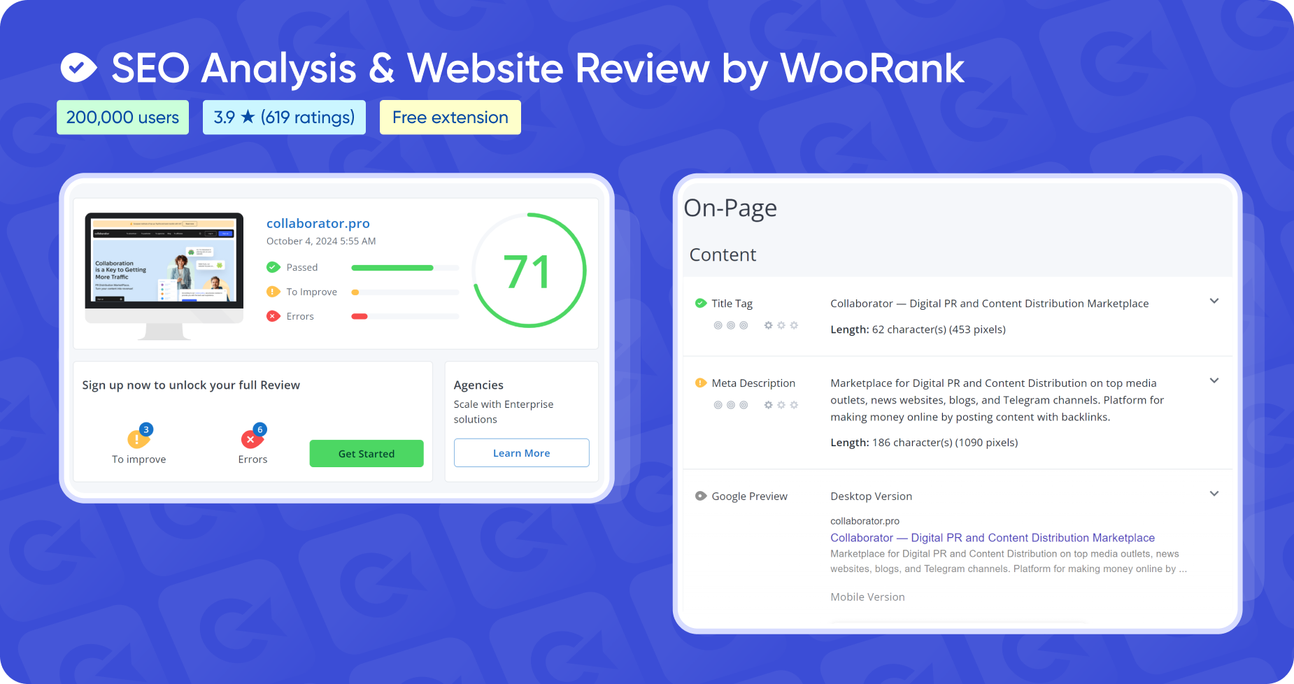Плагін SEO Analysis & Website Review від WooRank