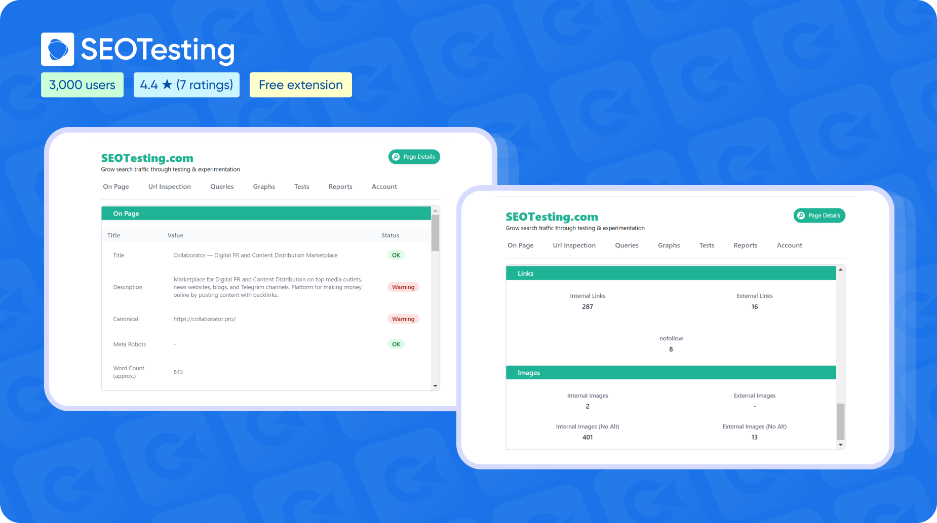 SEOTesting — плагін для Google Chrome