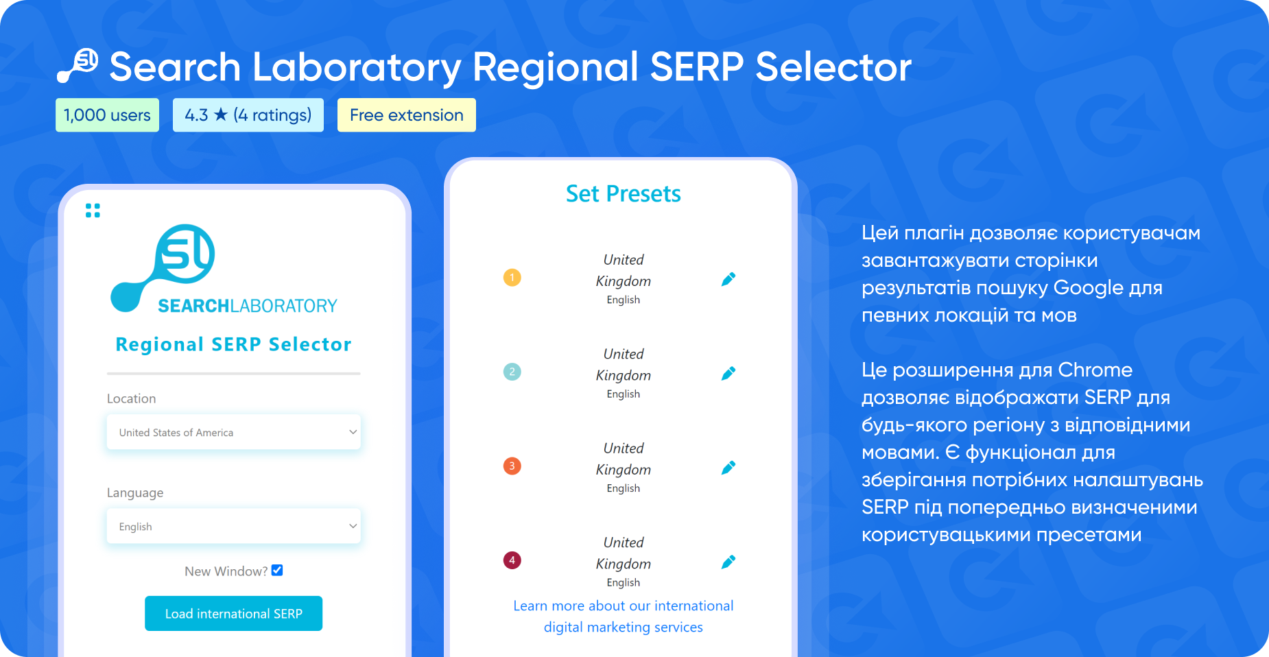 Search Laboratory Regional SERP Selector — розширення для Гугл Хром