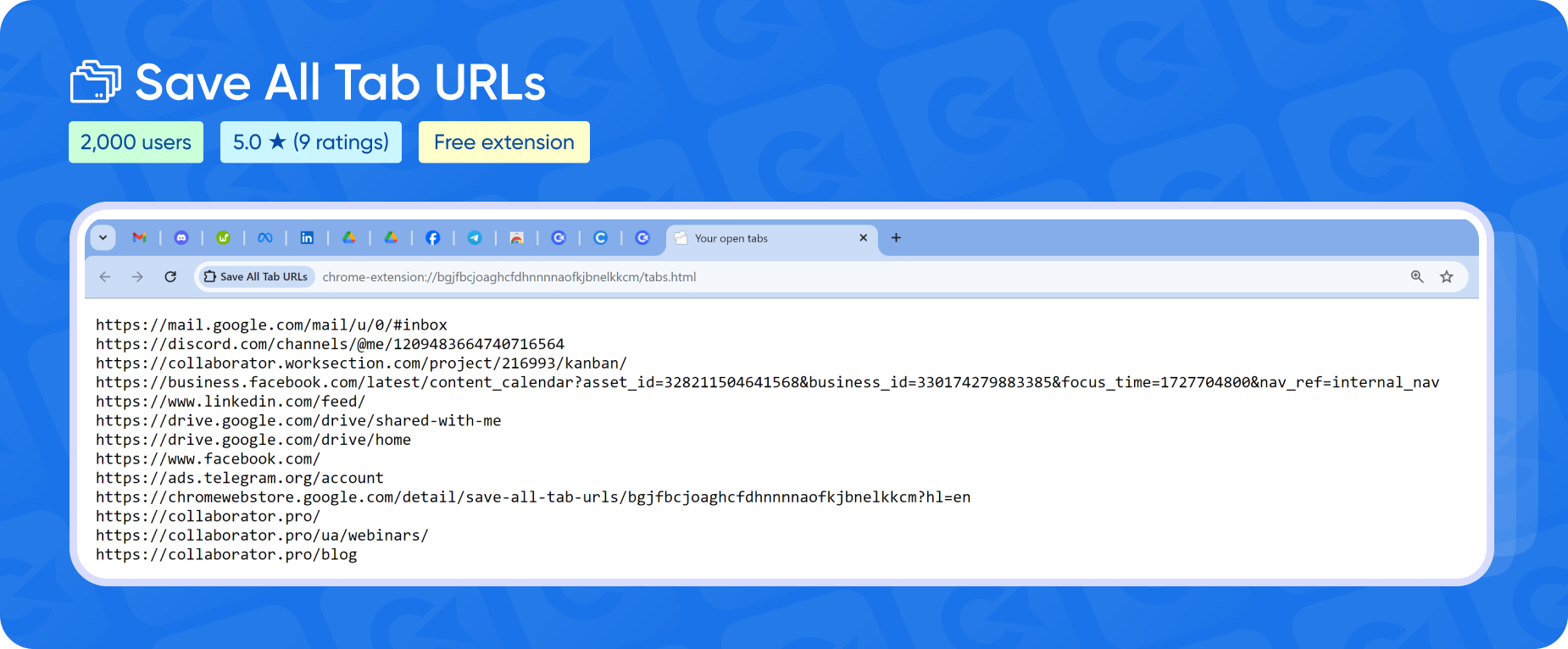 Розширення для Гугл Хром Save All Tab URLs на допомогу SEO-спеціалісту