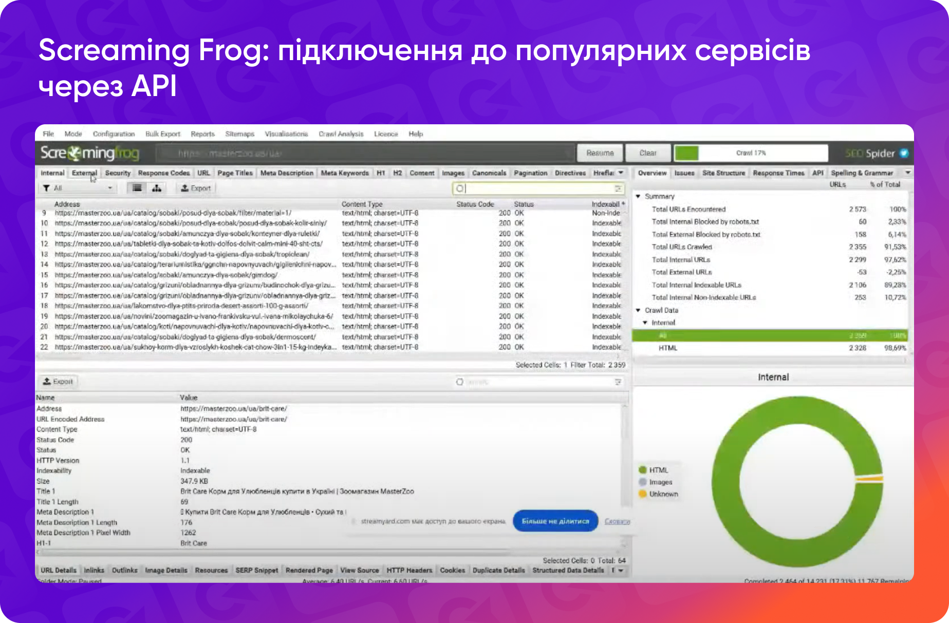 Підключення до популярних SEO-сервісів через API за допомогою Screaming Frog