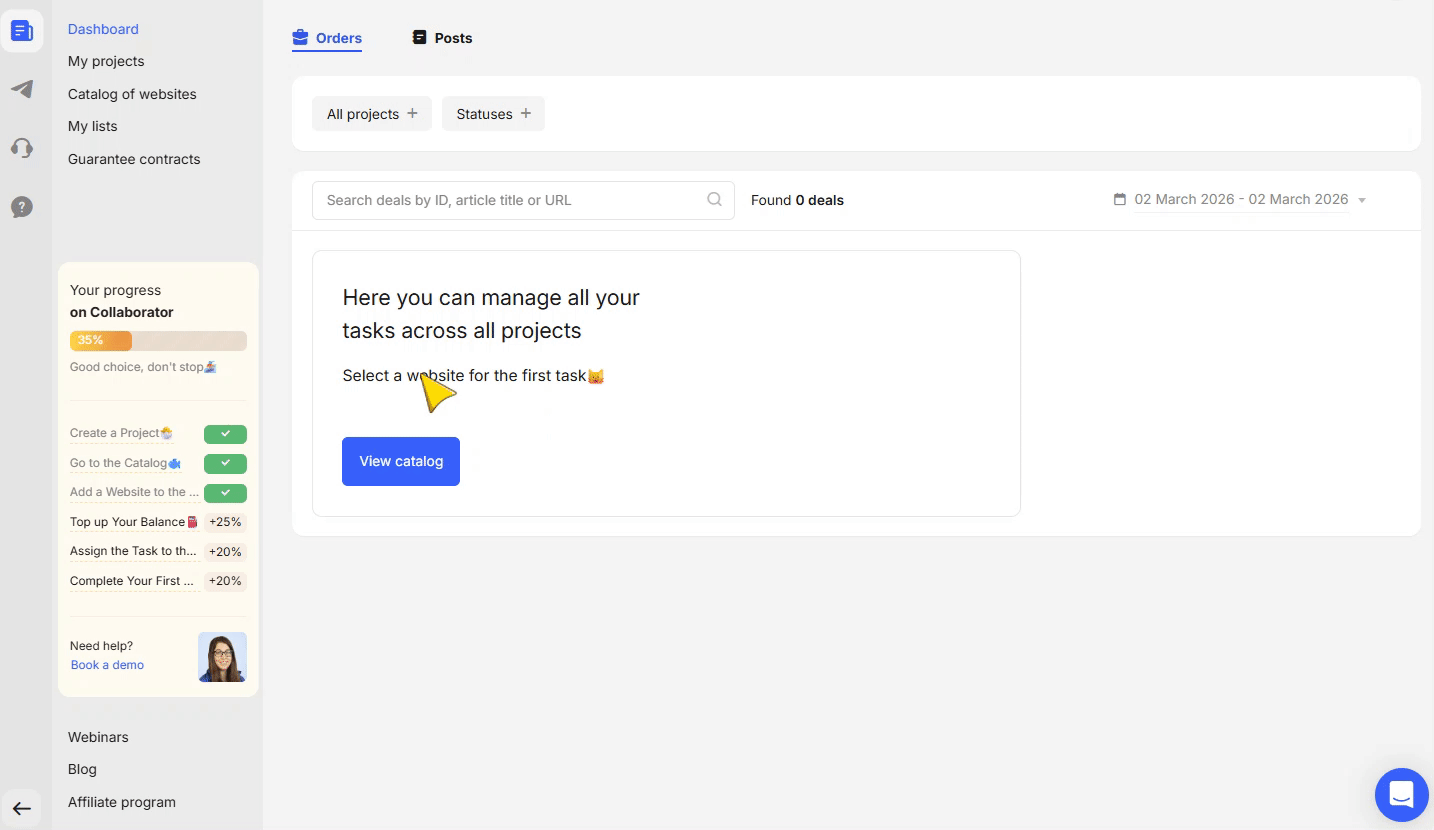 How to find the AI filtering by keywords in Collaborator’s catalog.