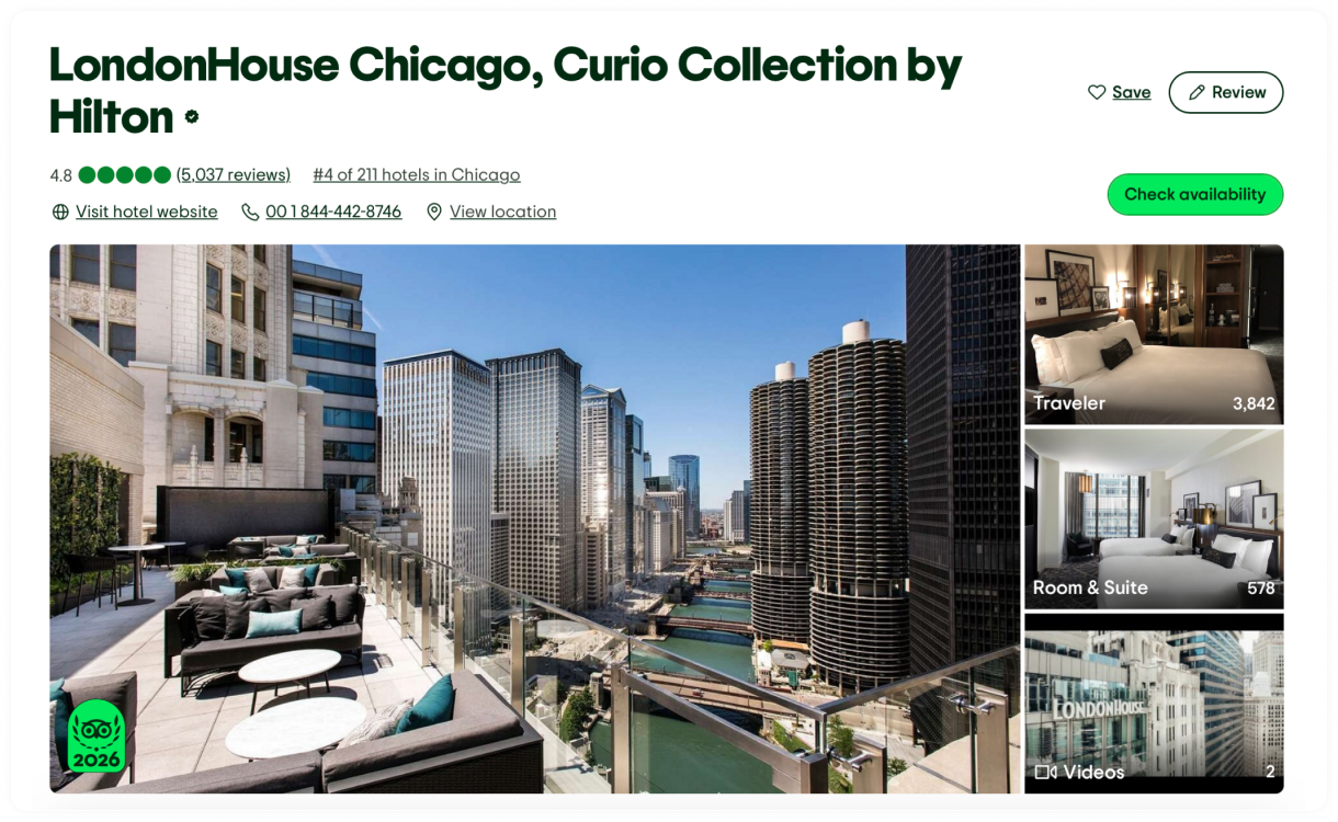 Rooftop terrace of LondonHouse Chicago hotel on TripAdvisor